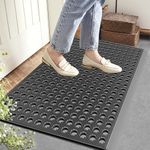 Mibao Front Door Mat, Heavy Duty All Weather Dirt Trapping Waterproof Non-Slip Drainage Welcome Entrance Doormats, Mud Mat for Garage Home Pool Entry Commercial, 29.5" x 17", Grey