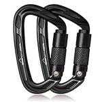 BEIFENG Auto Locking Carabiner 25KN Professional Rock Climbing Carabiner Obtained UIAA Certification Heavy Duty Carabiners Suitable for Rock Climbing, Camping, Rappelling, Rescue(All Black-2PCS)