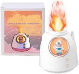 Cool Mist Mini Humidifier - Flame-Effect Light - Cute Ultrasonic Portable Air Humidifier for Bedroom Desk Kids Car & Baby Nursery. Small USB Capsule Rocket. Silent & Auto Shut-Off (260ml) (White)