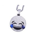 KMASAL Jewelry Hip Hop Cartoon Pendant Necklace Micro-Pave Simulated Diamond Iced Out Bling 18K Gold Plated Cute Creative Punk Necklace for Men Women (Silver-Cry)