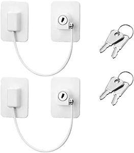 2 Pack Window Restrictor Lock Baby Safety Security Wire Catch with Keys Adhesive Cable Restrictor for Child Safety and Protection