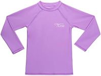 TIZAX Girls Long Sleeve Rash Vest Kids Sun Protection Swimming Shirts Children Rash Guard Quick Drying Light Purple 9-10 Years