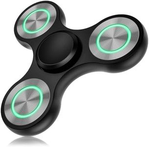 ATESSON Light Up Fidget Spinner Toys,Ultra Durable Stainless Steel Bearing High Speed Precision,Metal with Fluorescent,Focus Anxiety Stress Relief Boredom Fidget Spinners for Kids & Adults Black