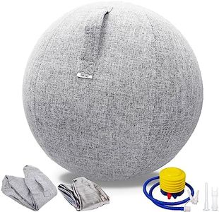 Exercise Ball Chair 65CM with Fabric Cover, Pilates Yoga Ball Chair for Home Office Desk, Pregnancy Ball & Balance Ball Seat to Relieve Back Pain, Improve Posture, Birthing Ball for Pregnancy (Gray)