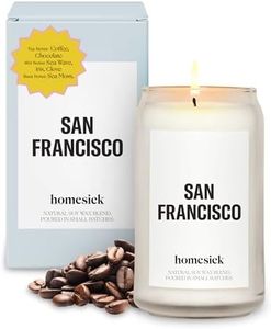 Homesick Scented Candles for Home (San Francisco) - 13.75 oz Long-Lasting Soy Wax Jar Candle for Women & Men for All Occasions, 60-80 Hours Burn Time - Notes of Coffee & Chocolate