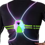 LED Reflective Running Vest with Front Light, Safety USB Rechargeable Reflective Night Lights for Running, Jogging, Cycling or Walking, High Visibility Warning LED Lights