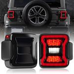 LitMiRaCle Smoke lens LED Tail Lights Compatible with Jeep Wrangler JL 2018-2023,Brake Light Reverse Light Turn Signal Lamp Running Lights Side Marker Light Assembly,Pair