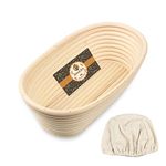Sondiko Oval Bread Proofing Basket, Handmade Banneton Bread Proofing Basket Brotform with Bread Lame, Dough Scraper, Proofing Cloth Liner for Sourdough Bread, Baking(9.6 x 6 x 3 inches)