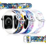 Tie Dye Silicone Printed Band Compatible for Apple Watch Band Man Women 3 Packs 38mm 40mm 41mm,Blingbrione Soft Silicone Tie Tye colorful Printed Wristband Strap 3 Pcs for iphone Watch Series 9 8 7 6