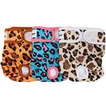 Avont 3 Pack Reusable Dog Diapers, Highly Absorbent, Washable and Eco-Friendly Sanitary Wraps Panties for Female Pets -Leopard Print(XL)