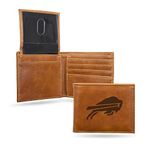 Rico Industries Laser Engraved Billfold Wallet, Buffalo Bills,Brown