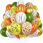 Jungle Balloons, 60Pcs 12 Inch Jungle Safari Animal Print Balloons Sage Green Gold Balloons for Safari Forest Theme Birthday Party Decorations Baby Shower (4 Kinds Animal Print Balloons)