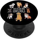 PopSockets Fun Dog Puppy Lover Themed | Cute Just A Girl Who Loves Dogs PopSockets Swappable PopGrip