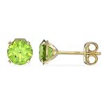 Aeon Jewellery Birthstone Stud Earrings - August Green Peridot | 9ct Yellow Gold & Cubic Zirconia Diamond| Polishing Cloth Included | 4 Pronged Stone