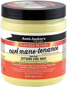 Aunt Jackie's Flaxseed Recipes Curl Mane-tenance, Lightwieght Anti-Poof Defining Curl Whip, Enriched with Flaxseed, Argan Oil and Shea Butter, Great for Dry and Frizzy Hair, 15 Ounce Jar