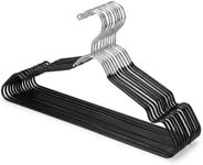 USTECH Metal Space Saving Clothes Hangers | Trouser Bar with Shoulder Notch Thin Hangers Perfect for Coat, Suit, and Pants | Non-Slip Coating and Large Hook for Added Safety | Pack of 24