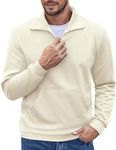 COOFANDY Mens Long Sleeve Quarter Zip Up Pullover Comfort Lightweight Mock-Neck Sweatshirt with Pocket Beige