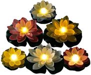 CITRA Automatic Water Sensing Battery Operated Waterproof Led Colour Changing Lily Artificial Lotus Floating Light (Multicolour, Pack Of 6, Plastic)