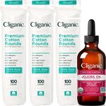 Cliganic Cotton Rounds & Jojoba Oil Set