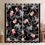 Loussiesd Movie Theater Blackout Curtains(30%-50%) Cinema Poster Curtains for Bedroom Living Room Popcorn Movie Night Film Star Red Black Window Drapes Old Fashion Home Decor W66*L90