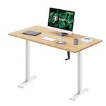 ErgoYou - Manual Height Adjustable Table 59 x 29.5 inches - 2 Stage with Smooth Hand Crank - Ergonomic Standing Computer Desk - 80 Kg Max weight capacity - M8 Series - Imported - Maple Table Top