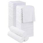 Orighty Premium Washcloths 48 Pack, Ultra Soft Towel Sets 12 x 12 inch, Absorbent & Quick Drying Coral Velvet Washcloth, Multi-Purpose Wash Cloths & Hand Towels for Bathroom, Hotel, and Gym (White)