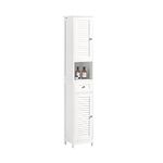 SoBuy Tall Bathroom Cabinet,Storage Unit with 2 Shutter Doors and 1 Drawer, H170cm,White,FRG236-W