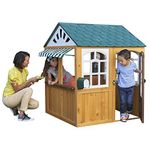 KidKraft Garden View Wooden Playhouse for Kids with Ringing Doorbell, Mailbox and Chalkboard, Garden Games, Garden Toys, Outdoor Play House for Children, 00403