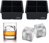 witice Large Ice Cube Trays Silicone (2.5-Inches) - Whiskey Ice Cube Mold, With Easy Release Ice Cubes for Whiskey and For Cocktail,Food Grade (Black 2 Tray)