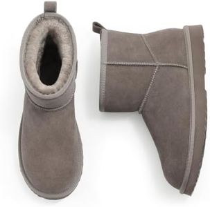 Litfun Genuine Suede Mini Boots for Women with Warm Comfort Fur Lining