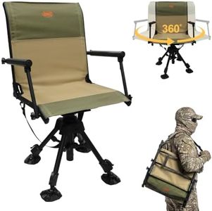 MYDAYS OUTDOOR Hunting Blind Chair 360 Degree Silent Swivel,Turkey Hunting Seat,300 Lbs Capacity, Height Adjustable & Quick Folding for Ultimate Portable Comfort