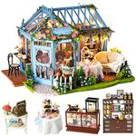 CUTEBEE Dollhouse Miniature with Furniture, DIY Wooden DollHouse Kit, 1:24 Scale Creative Room for Valentine's Day Gift Idea-Rose Garden Tea House