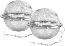 IAZO Stainless Steel Mesh Tea Ball, Tea Infuser Strainers Twist-Lock Spice Ball Chained Lid Sphere Mesh for Tea Strainer, Herb, Spice, Soup Filter Kitchen Tools (Medium Pack of 2)