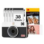 KODAK Mini Shot 2 Retro 2x3” Instant Digital Camera & Photo Printer, 38 Sheets, 2-in-1 Portable Print Camera, Bluetooth Smartphone Printer for iOS & Android, 4PASS Dye Sublimation, White