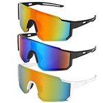 Zuimei 3 Pcs Cycling Glasses for Men Women, Sports Polarized Sunglasses, Sporty Style UV400 Protection Outdoor Bicycle Motorbike Driving Fishing Sunglasses