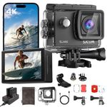 SJCAM SJ4000 4K30fps Action Camera,40MP EIS Stabilization,3-Axis Motorcycle Helmet Sport Camera, 170° FOV | 30M Waterproof Underwater Camera, 5X Zoom,Dual Batteries