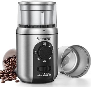 Secura Brands Electric Coffee Grinder for Coffee Beans, Spices, Herbs Adjustable Coarse to Fine Setting for 12 Cup Capacity with 1 Removable Stainless Steel Bowl, Ideal for Home Use, RV