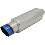 Exhaust Muffler, 2'' Inlet 3" Outlet Stainless Steel Exhaust Tip High Performance Universal N1 Tip Burnt 14.8'' Long