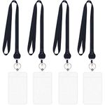 Lanyard Black Retractable Badge Reel with ID Badge Holder with Badge Reel Clip for Card Badges Holders Vertical Punched Zipper Waterproof 4 Pack (4 Pack Black with Badge Reel Badge Holder)