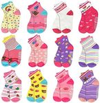 HYCLES Anti Slip Toddler Socks, 12 Pairs Non-Skid Cotton Grip Kid Socks for 5-7 Years Kids Boy Girl
