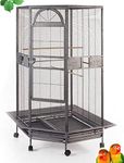 64" Large Corner Flight Bird Parrot Cage for Cockatiel Parakeet Budgies Parrot with Around Metal Seed Skirts, Tight 1/2-Inch Bar Spacing (BlackVein)