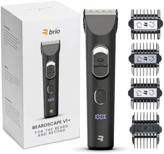 Brio BeardScape V1+ Beard Trimmer for Men - Adjustable Ceramic Blade, 32 Length Settings, Snap Guard System, USB-C Rechargeable, Precision Beard Body Hair Trimmer, Cordless Professional Groomer
