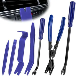 BFXM 7PCS Auto Trim Removal Tool kit, Car Clip Pry Tools Kit No Scratch Plastic, Fasteners Remover Tool Kit, Automotive Interior Fastener Puller Remover Body Repair Set for Car (Blue)