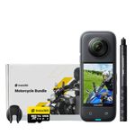 Insta360 X3 Motorcycle Bundle - Waterproof 360 Action Camera with 1/2" 48MP Sensors, 5.7K 360 Active HDR Video, 72MP 360 Photo, 4K Single-Lens, 60fps Me Mode, Stabilization, AI Editing