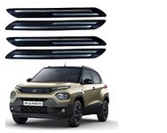 Auto Addict Bumper Protector Car Rubber Guard with Double Chrome Strip 4Pcs (Black) for TATA Punch