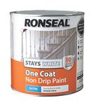 Ronseal RSLOCSWSP25L One Coat Stays Satin Paint, White, 2.5 Litre