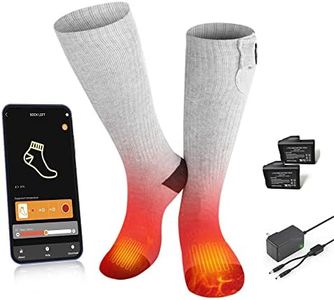 SAVIOR HEAT Heated Socks for Men Women, App Control Rechargeable Battery Electric Ski Socks, 3 Heat Levels Washable Thermal for Snowboarding, Hunting, Work, Hiking, Biking,Camping (X-Large)