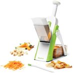 Starfrit Pump'n'Slice - Vertical Mandoline, Food Chopper, Slicer - Precision Adjustable Slicing, Julienne, Dicing - Safe Enclosed Blades, Fold for Storage - High Efficiency Spring Pump - Cleaning Tool