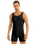 CHICTRY Men's One Piece Sleeveless Gymnastics Leotard Dancewear Bodysuit Costumes Black L