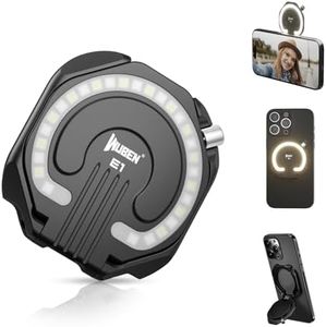 WUBEN E1 Selfie Light, Rechargeable Cell Phone Fill Light 3000-6000K, LED Fill Light Compatible with Magsafe, Mini Portable Magnetic Selfie Ring Light for Phone, Video, TikTok, Vlog, Selfie (Black)